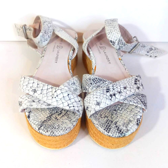 Chinese Laundry Women Size 8 Wedge Heels Faux Snakeskin Cross Heel Strap Natural - Picture 2 of 6